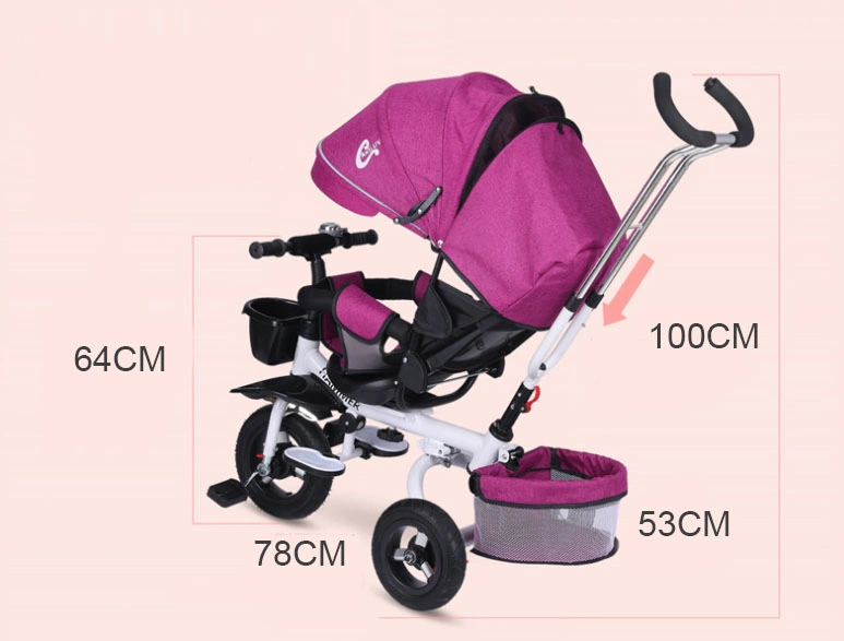 Baby Three-Wheeled and Foldable Tricycle with Handle Toddler