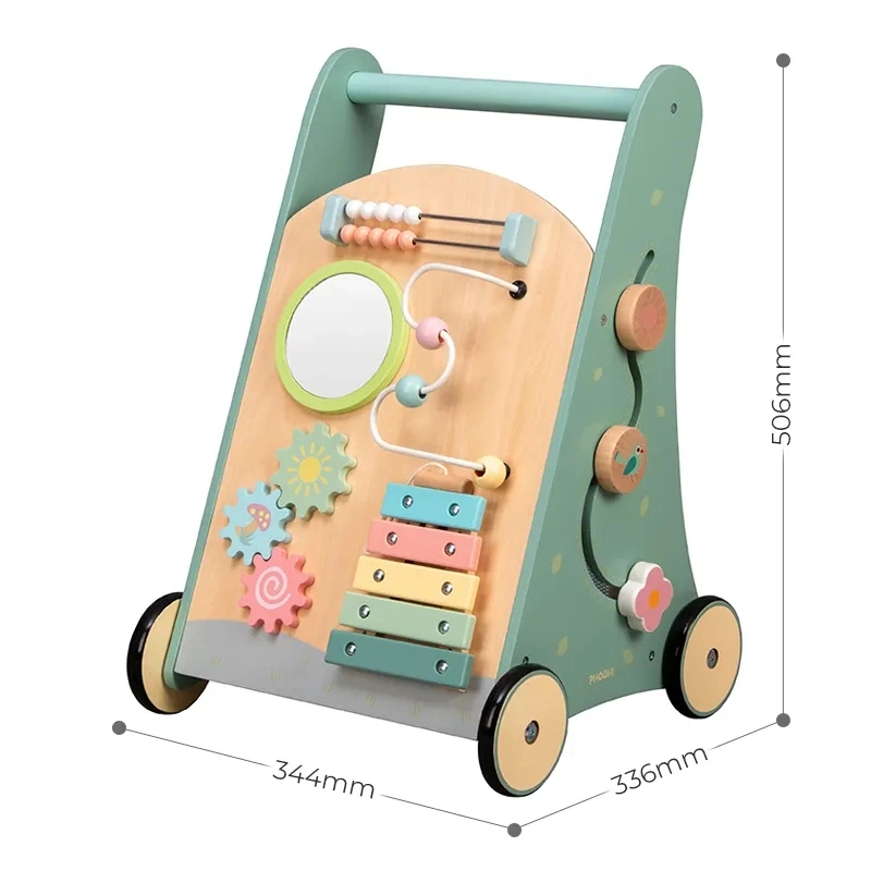 Wooden Rotating Push Toy Wooden Activity Baby Walker Toy